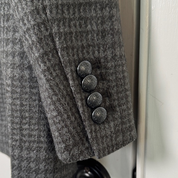 Banana Republic Grey Houndstooth Double-Breasted Crest Button Blazer Size 6 - Picture 6 of 7